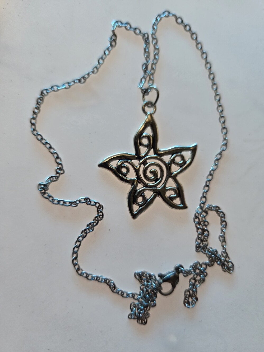 Silver Tone Star Spiral Pendant Necklace - Women's Jewelry